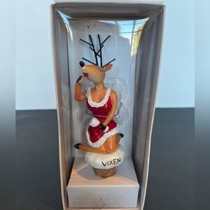 New in Box Two Wine Enthusiast Bottle Stoppers Vixen and Blitzen  Set of 2